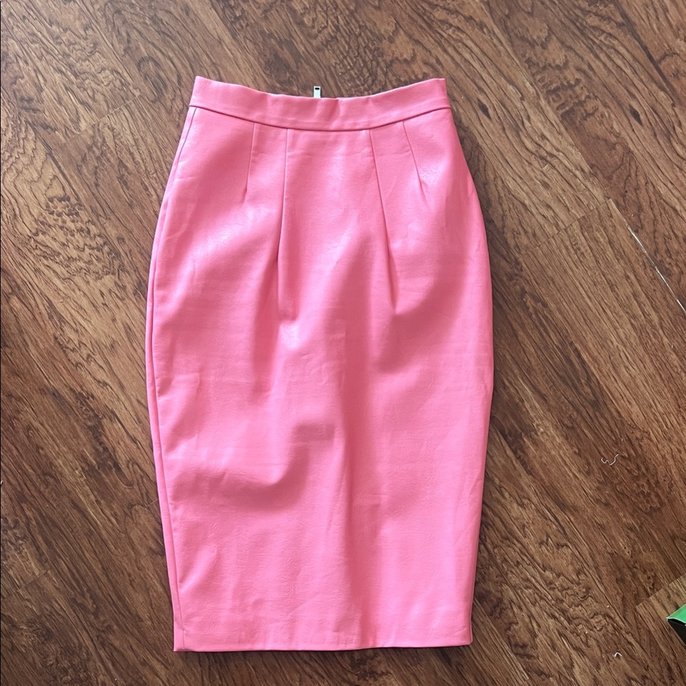 Vixen by Micheline Pitt Pink Pleather Vegan Leather Pencil Skirt